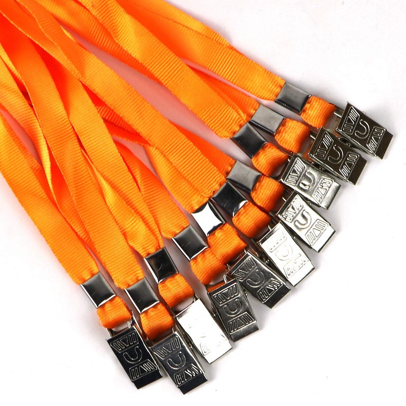 Ollain Lanyards for Id Badges Nylon Neck Flat Cruise Lanyard Bulldog Clips Durably Lanyards for Men Women Office ID Name Tags and Badge Holders (Orange, 100 Pack) - Image 4